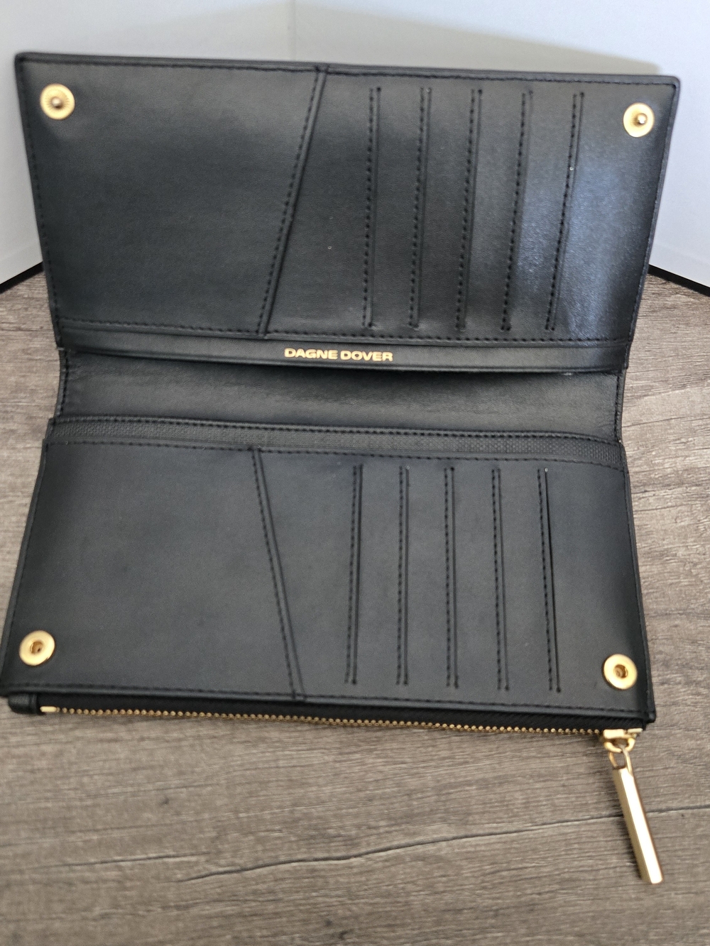 Dagne Dover Women's Zip-Around Wallet Black Zipper Accent Credit Card Slots